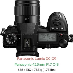 Panasonic G9 with Panasonic 42.5mm F1.7 OIS Lens Size