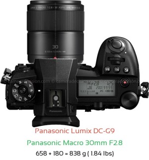 Panasonic G9 with Panasonic Macro 30mm F2.8 Lens Size
