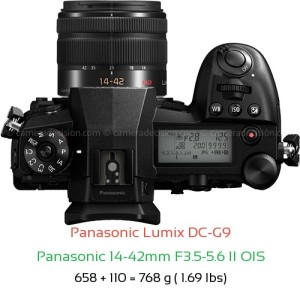 Panasonic G9 with Panasonic 14-42mm F3.5-5.6 II OIS Lens Size