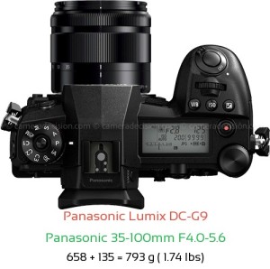 Panasonic G9 with Panasonic 35-100mm F4.0-5.6 Lens Size