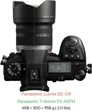 Panasonic G9 with Panasonic 7-14mm F4 ASPH Lens Size