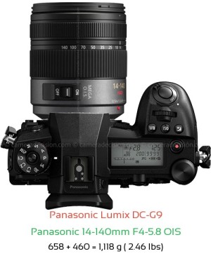 Panasonic G9 with Panasonic 14-140mm F4-5.8 OIS Lens Size