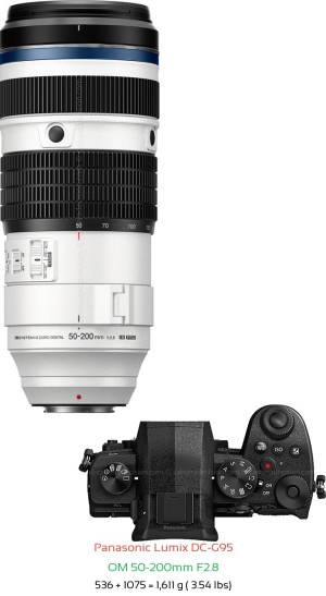 Panasonic G95 with OM 50-200mm F2.8 Lens Size