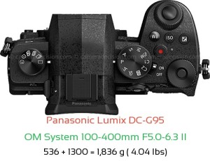 Panasonic G95 with OM System 100-400mm F5.0-6.3 II Lens Size