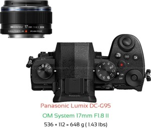 Panasonic G95 with OM System 17mm F1.8 II Lens Size