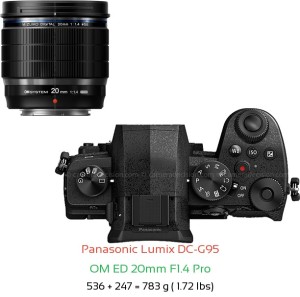 Panasonic G95 with OM ED 20mm F1.4 Pro Lens Size