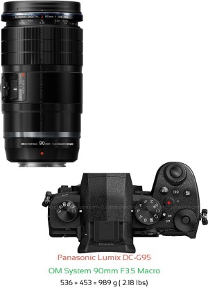 Panasonic G95 with OM System 90mm F3.5 Macro Lens Size
