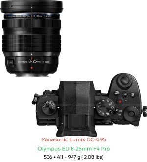 Panasonic G95 with Olympus ED 8-25mm F4 Pro Lens Size