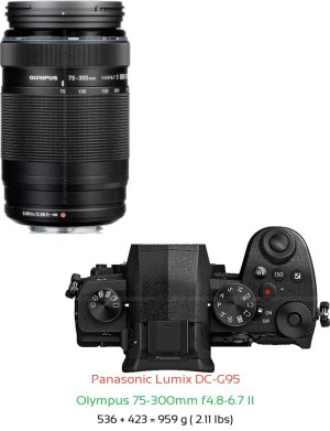 Panasonic G95 with Olympus 75-300mm f4.8-6.7 II Lens Size