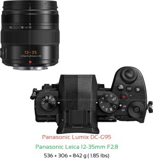 Panasonic G95 with Panasonic Leica 12-35mm F2.8 Lens Size
