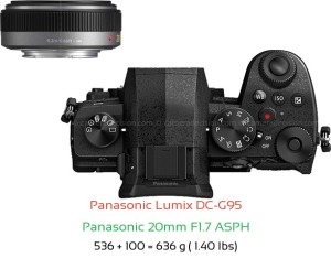 Panasonic G95 with Panasonic 20mm F1.7 ASPH Lens Size