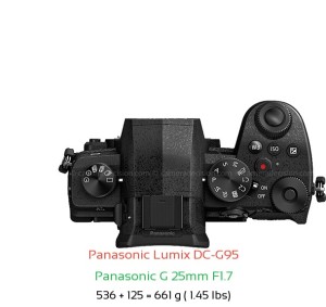 Panasonic G95 with Panasonic G 25mm F1.7 Lens Size