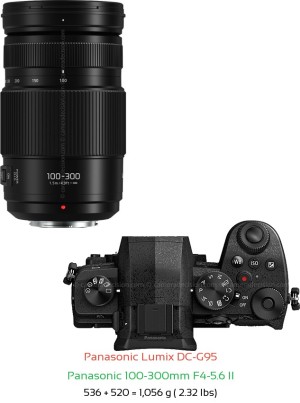 Panasonic G95 with Panasonic 100-300mm F4-5.6 II Lens Size