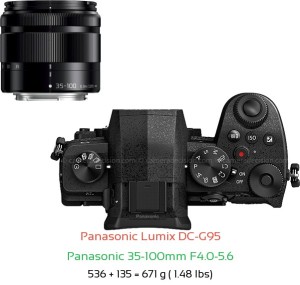 Panasonic G95 with Panasonic 35-100mm F4.0-5.6 Lens Size