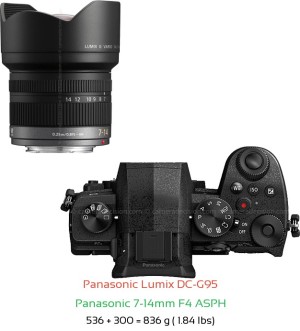 Panasonic G95 with Panasonic 7-14mm F4 ASPH Lens Size
