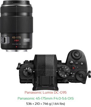 Panasonic G95 with Panasonic 45-175mm F4.0-5.6 OIS Lens Size