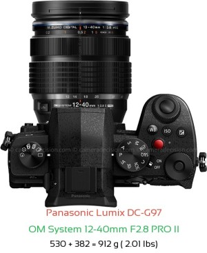 Panasonic G97 with OM System 12-40mm F2.8 PRO II Lens Size