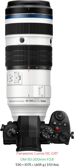 Panasonic G97 with OM 50-200mm F2.8 Lens Size