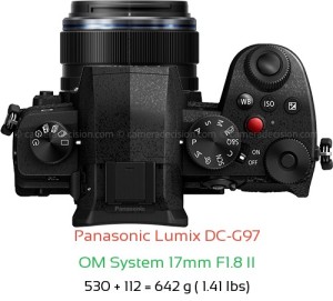 Panasonic G97 with OM System 17mm F1.8 II Lens Size