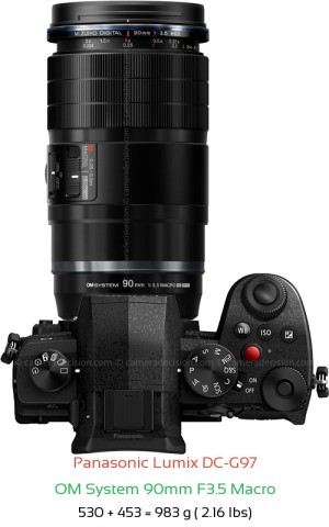Panasonic G97 with OM System 90mm F3.5 Macro Lens Size