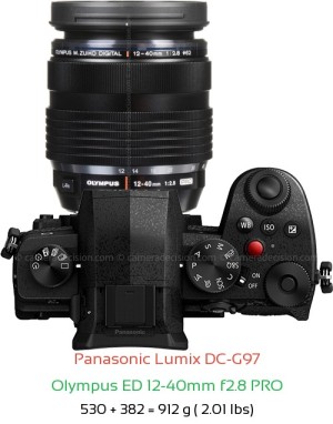 Panasonic G97 with Olympus ED 12-40mm f2.8 PRO Lens Size