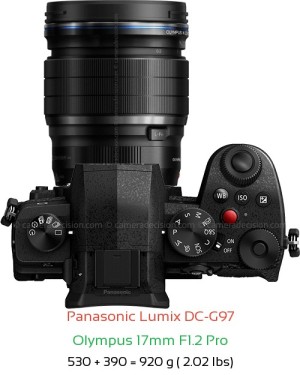 Panasonic G97 with Olympus 17mm F1.2 Pro Lens Size