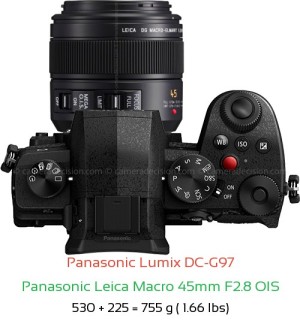 Panasonic G97 with Panasonic Leica Macro 45mm F2.8 OIS Lens Size