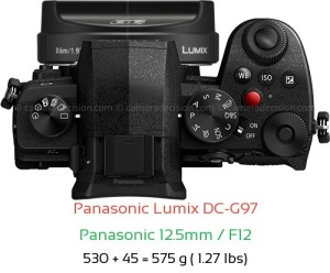Panasonic G97 with Panasonic 12.5mm / F12 Lens Size