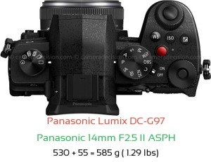 Panasonic G97 with Panasonic 14mm F2.5 II ASPH Lens Size