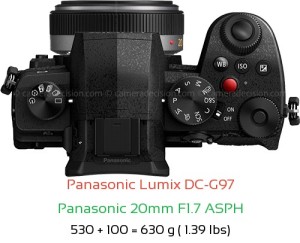 Panasonic G97 with Panasonic 20mm F1.7 ASPH Lens Size