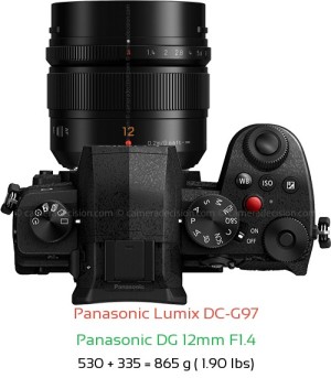 Panasonic G97 with Panasonic DG 12mm F1.4 Lens Size