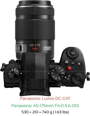 Panasonic G97 with Panasonic 45-175mm F4.0-5.6 OIS Lens Size
