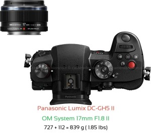 Panasonic GH5 II with OM System 17mm F1.8 II Lens Size
