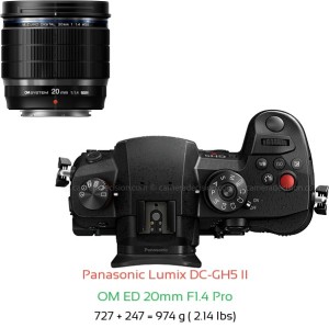 Panasonic GH5 II with OM ED 20mm F1.4 Pro Lens Size