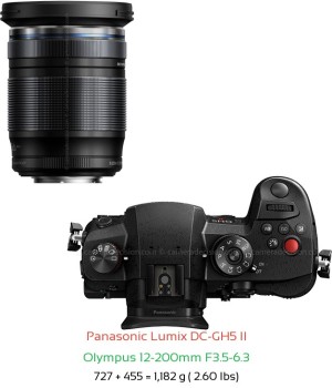 Panasonic GH5 II with Olympus 12-200mm F3.5-6.3 Lens Size