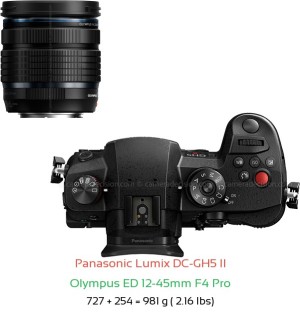 Panasonic GH5 II with Olympus ED 12-45mm F4 Pro Lens Size