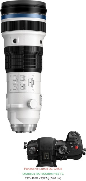 Panasonic GH5 II with Olympus 150-400mm F4.5 TC Lens Size