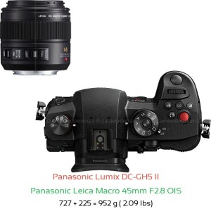 Panasonic GH5 II with Panasonic Leica Macro 45mm F2.8 OIS Lens Size
