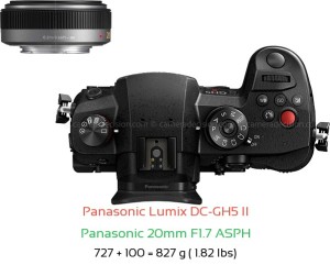 Panasonic GH5 II with Panasonic 20mm F1.7 ASPH Lens Size