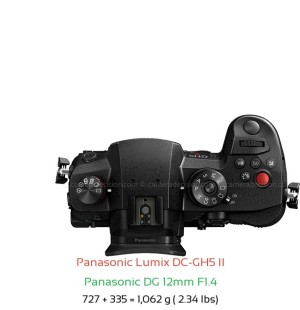 Panasonic GH5 II with Panasonic DG 12mm F1.4 Lens Size