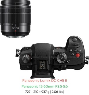 Panasonic GH5 II with Panasonic 12-60mm F3.5-5.6 Lens Size