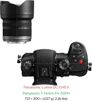 Panasonic GH5 II with Panasonic 7-14mm F4 ASPH Lens Size