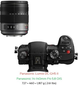 Panasonic GH5 II with Panasonic 14-140mm F4-5.8 OIS Lens Size