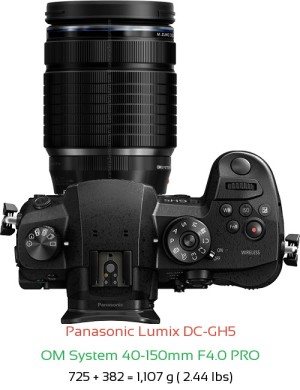 Panasonic GH5 with OM System 40-150mm F4.0 PRO Lens Size