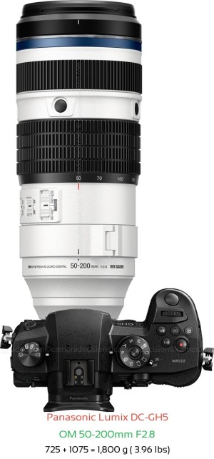 Panasonic GH5 with OM 50-200mm F2.8 Lens Size