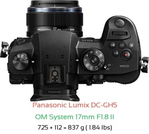 Panasonic GH5 with OM System 17mm F1.8 II Lens Size