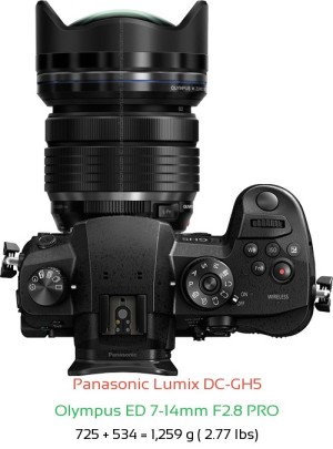 Panasonic GH5 with Olympus ED 7-14mm F2.8 PRO Lens Size