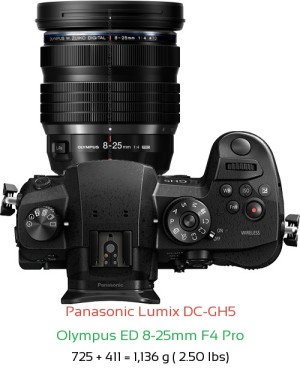 Panasonic GH5 with Olympus ED 8-25mm F4 Pro Lens Size