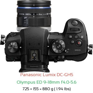 Panasonic GH5 with Olympus ED 9-18mm f4.0-5.6 Lens Size