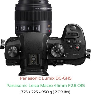Panasonic GH5 with Panasonic Leica Macro 45mm F2.8 OIS Lens Size